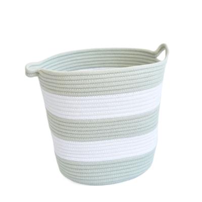 China Sustainable Collapsible Bathroom Laundry Organizer Cotton Rope Woven Storage Baskets for sale