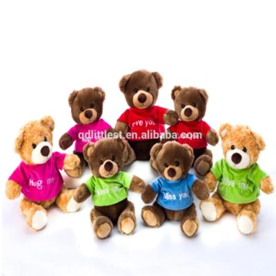 China Eco-friendly Teddy Cuddle Bear With Embroidery Logo T-shirt/Custom Promotion Plush Teddy Bea With T-shirt/Stuffed Teddy Bear With Clothes for sale