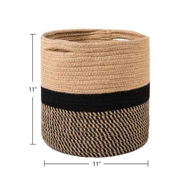 China Sustainable New Design Modern Home Woven Cotton Rope Plant Storage Basket for sale