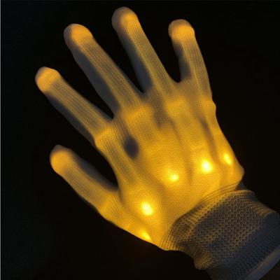 China Party LED Toy Halloween Costume Glowing Gloves LED Finger Light Polyester Glitter Gloves 7 Color for sale