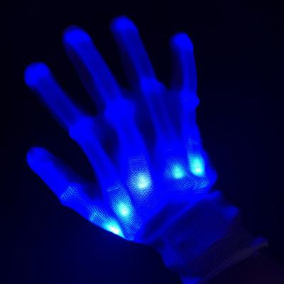 China Polyester Wholesale Praise Light Flashing Finger Lighting Glow Mittens LED Glow Gloves For Halloween for sale