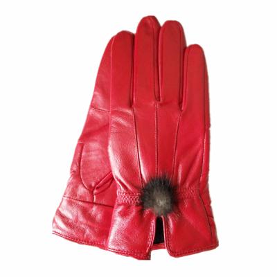 China Latest Fashion Simple Noble Ladies Sheepskin Winter Women Fashion Leather Gloves for sale