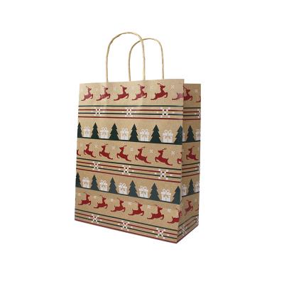 China New Recyclable Creative Custom Christmas Gift Bag Handbag Christmas Paper Bag Kraft Paper Gift Bag for sale