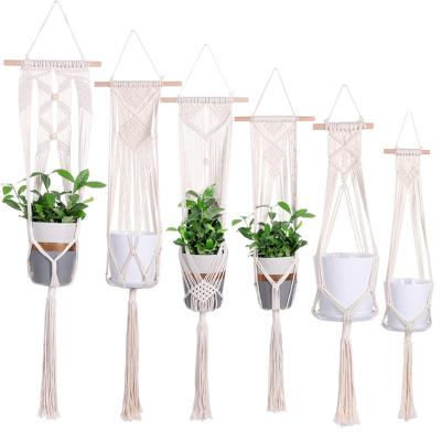 China 2022 Wall Handmade Decoration 100% Cotton Rope Woven Macrame Wall Hanging Planter Basket Planter for sale