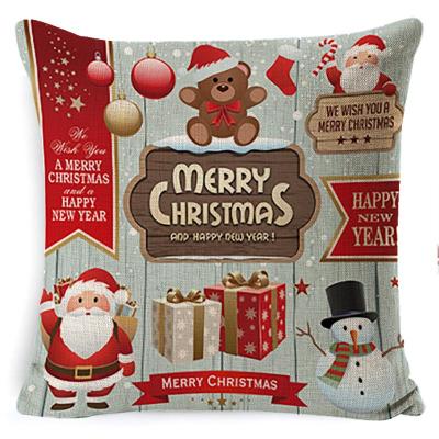 China Sofa Decoration Christmas Pillow Case New Linen Sofa Santa Print Elk Home Decoration Christamas Decoration for sale