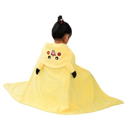 China Newborn bath Soft Baby Blanket Kids Hooded Bathrobe Children's Coral Velvet Cartoon Bath Towel Baby Blanket for sale