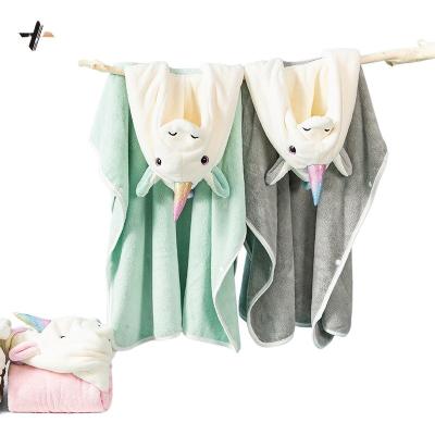 China Newborn bath Skin-friendly Baby Hooded Towel 70*130 CM Soft Unicorn Baby Towel with Hood for Wholesale Hooded Beach Towels Kids Baby Blanket for sale