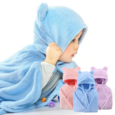 China Newborn bath Modern Design Kids Cartoon Animal Head Baby Hooded Poncho Bath Towel Skin-friendly Baby Bathrobes Blanket for sale