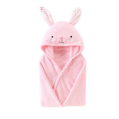 China Newborn bath High Quality Kids Instant Absorption Coral Velvet Cartoon Baby Bath Towel Hooded Ponchos Baby Bathrobes Blanket for sale