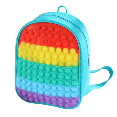 China Waterproof Factory Latest Design Fidget Toys Printed School Bag Silicone Push Bubbles Children's Backpack School Bags for sale