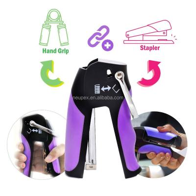 China New Design Plastic Patent Premium Stapler with 15lb Exercise Hand Gripper for Office Exercise Stapler for sale