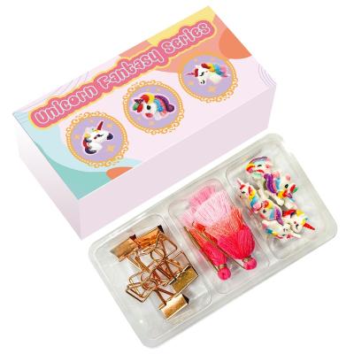 China Home Our Super Cool Unicorn Fantasy Series Assorted High Quality Staples And Pins In Storage Stationery Set for sale