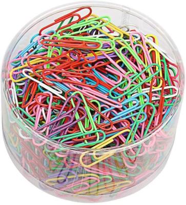 China Stationery Japan Most Popular 500pcs High Quality Multicolor Vinyl Coated 33mm Plastic Box Paper Clips for sale