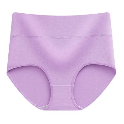 China Breathable high waist pure color plus panties women's ladies pure cotton waist briefs manufacturers sleepwear underwear wholesale for sale