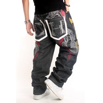 China QUICK DRY European hip hop fashion men's loose embroidery skateboard pants fashionable plus size jeans for sale