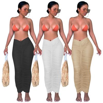 China Sexy women's fashion loungewear tight design summer women's swimwear knitted beach pleated skirt anti-static for sale