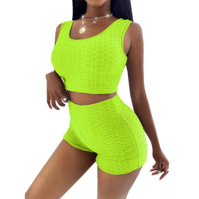 China Breathable Hot Style Women's Pineapple-Checked Shorts And Vest Set Sports Suit for sale