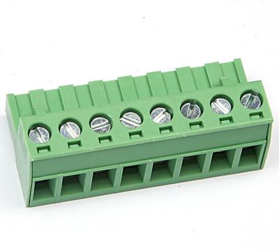 China Brass Pin 5.08 PCB Terminal Block Connector 5.08mm Pluggable Pitch 300V 15A 24-12AWG for sale