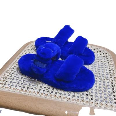 China Fashion Trend Wool Fur Women Slippers Real Baby Slipper High Quality Leather Winter Slippers Kids Fashionable Slippers for sale