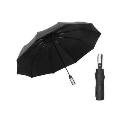 China 23 Inch 10 Times Bone Windproof High Quality Minimalist Rain 3 Foldable Automatic Umbrella With Printing Logo for sale