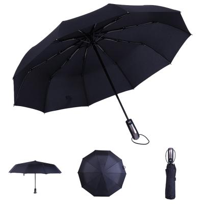 China Minimalist wholesale customized windproonf 3 fold umbrella automatic heavy duty waterproof for sale