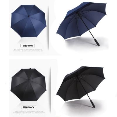 China Custom Black Minimalist Golf Umbrella Business Advertising Automatic Straight Black Umbrella for sale