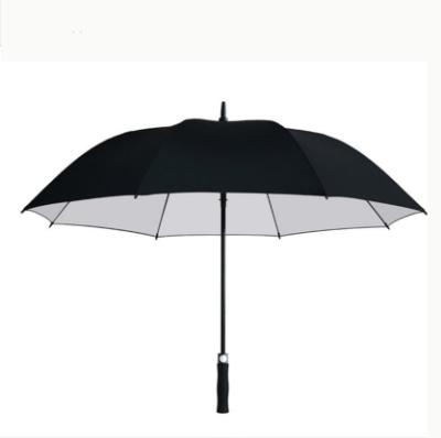 China Minimalist Automatic Open Golf Umbrella Protection Promotion Advertising Silver Coated UV Golf Umbrella for sale