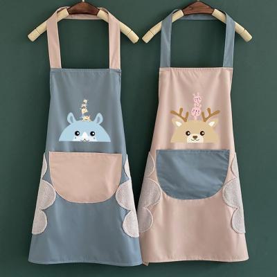 China Casual Couple's Cartoon Apron Kitchen Household Apron Waterproof Cute Hand-wiping Oil-proof Work Clothes Printing Customized for sale