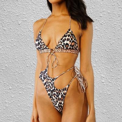 China Manufacturer Wholesale Non-Toxic Print Swimwear Sexy String High Waist Bikini Set Girl Swimwear for sale