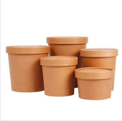 China 1300ml Biodegradable Cheap Wholesale Custom Printed Disposable Wrapping Paper Bowl Soup Salad Oatmeal Dessert Bowl With Lid for sale