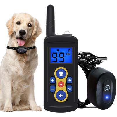 China Waterproof Rechargeable Bark Stop Collar Dog Electric Training Pet Training Stored Remote Collar for sale