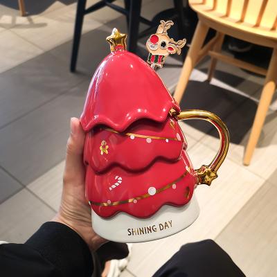 China Lovely Cup Viable Creative Trend Lovers Personality Cup Christmas Office Coffee Cup Female Ceramic Drinkware Mug for sale