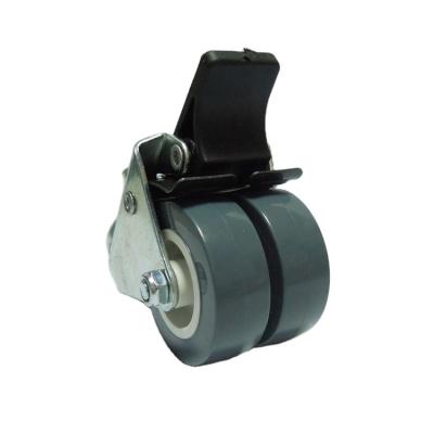 China swivel & Rigid Casters Gray Rubber Double Industrial Soft TPR Twin Wheel Casters for sale