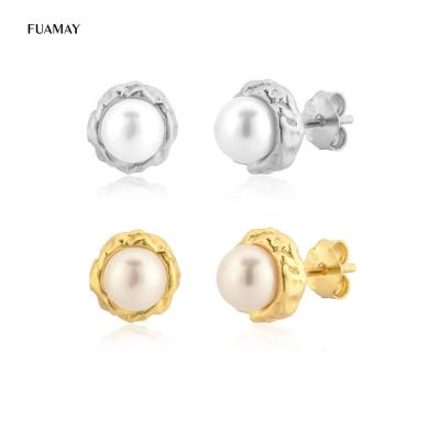 China FUAMAY 2020 Trendy Casual/Sporty Earrings Women Vintage Fashion Pearl Earrings Studs Freshwater 925 Pearl Earrings for sale