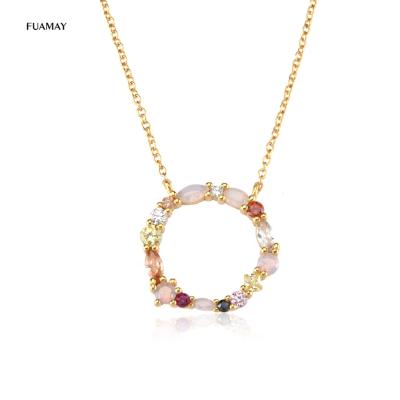 China Large 15mm Rainbow Diamond Pendant Necklaces For Woman from FUAMAY Cadena De Plata 925 CLASSICS for sale