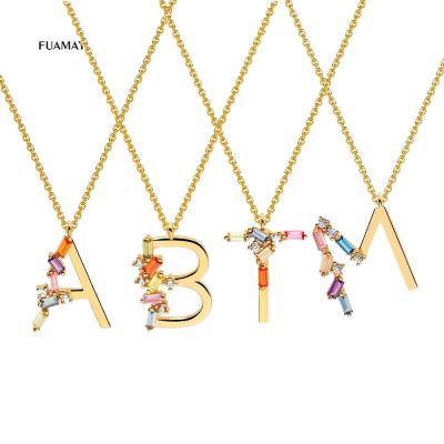 China FUAMAY CLASSIC Gold Plated Letter Alphabet Necklaces Woman Arabic Letter A To Z Necklace Collares Para Mujer for sale