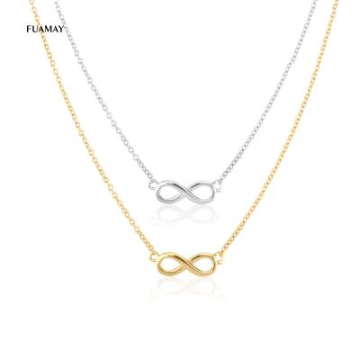 China FUAMAY 925 CLASSIC Delicate Silver Infinity Necklace Sterling Silver Infinity Choker Letter 8 Charm Necklaces for sale