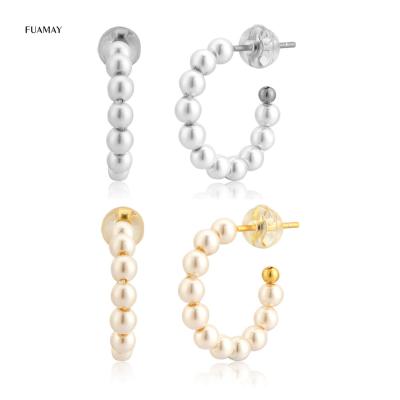 China FUAMAY CLASSIC girl with pearl earrings large 16MM freshwater pearl earrings pearl circle earrings for sale