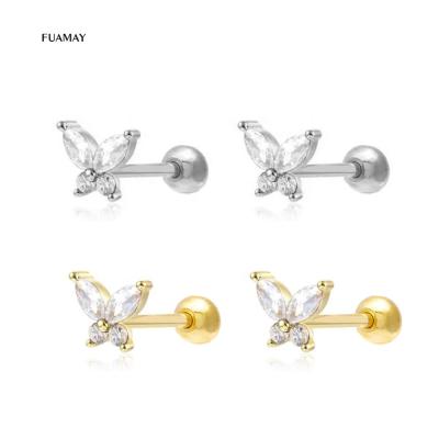 China FUAMAY Sterling Silver 925 CLASSIC Custom Wholesale Gold Plated Jewelry Butterfly Studs Earrings for sale