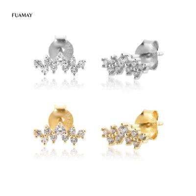 China BOHEMIA Fuamay 2021 New Product Ideas Tiny Girl Group Diamond Earrings Studs White Diamond Group Earrings for sale