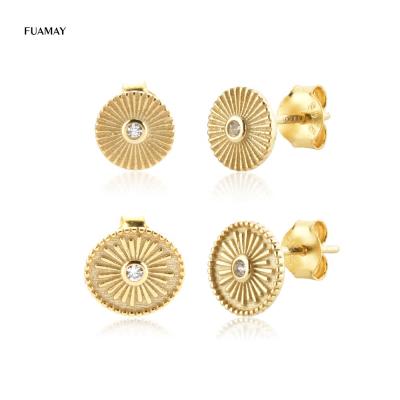 China La BOHÊME Fuamay Diamond Sun Flower Studs Earrings Plain White , 18K Gold Plated Sun Earrings Studs for sale