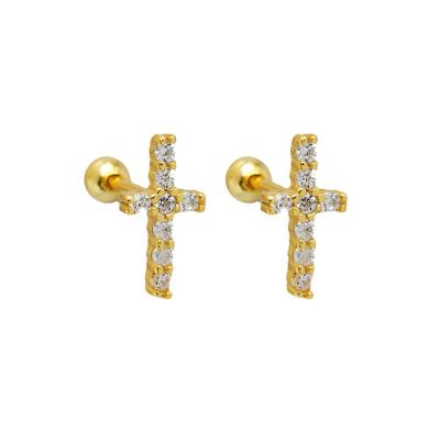 China CLASSIC Online Shopping Statement FUAMAY Alibaba Cross Earrings Stud Cross Earrings Silver Stud Earrings For Women 18k Gold for sale