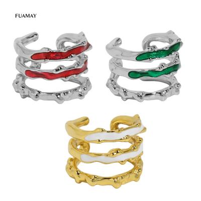 China BOHEMIA FUAMAY Ear Cuff Earrings 925 Silver Triple Layered Price 925 Silver Per Gram Enamel Red Green White Ear Cuff Earrings for sale