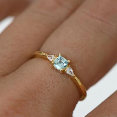 China Mars CLASSIC Birthstone Minimalist FUAMAY Rings Blue Green Tasty Gold Plated Zircon Rings for sale