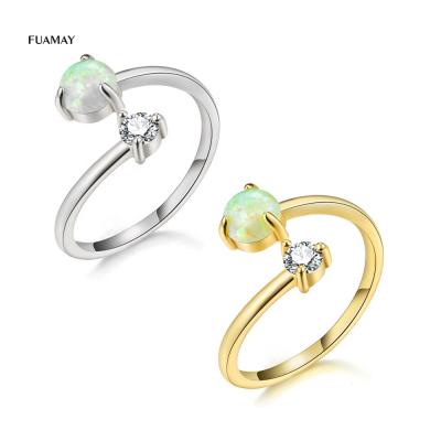 China La BOHÊME FUAMAY Wholesale Sterling Silver White Blue Green Opal Diamond Rings High Quality Gemstone Opal Rings Woman for sale