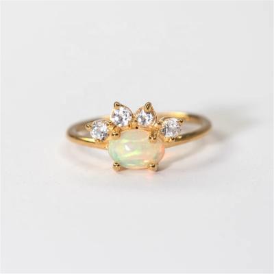 China CZ Zirconia Micro Pave Rings FUAMAY 925 Annabelle Opal Silver and White Princess Cut Crown Opal Rings Topaz Band Rings Woman Girl for sale