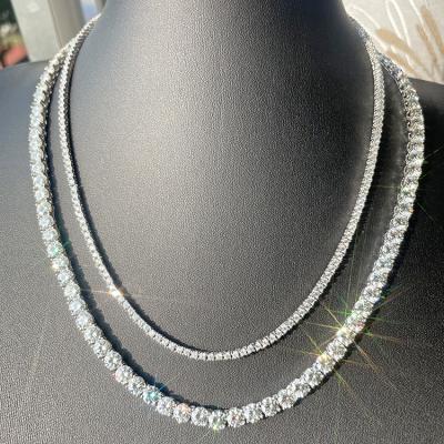 China CLASSIC Pass Diamond Test 925 Silver With D Color Moissanite Wide Diamond 2mm-5mm Tennis Necklace / Bracelet Chain for sale