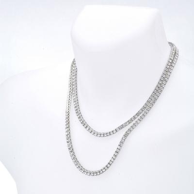 China CLASSIC Wholesale Price 925 Silver With 5A Quality Wide CZ Diamond 3mm-5mm Tennis Necklace / Bracelet Chain for sale