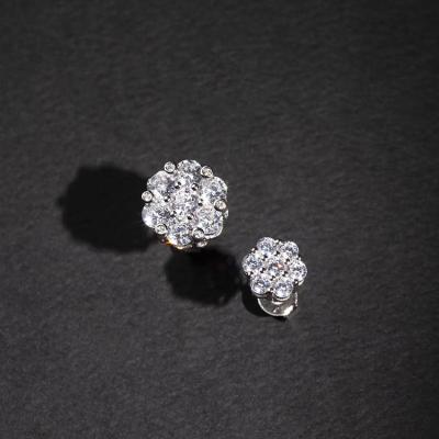 China 2022 Popular Custom CLASSIC Fashion Jewelry 925 Silver With 7pcs Fire D Color Moissanite Diamond Free Stud Earrings For Mans for sale