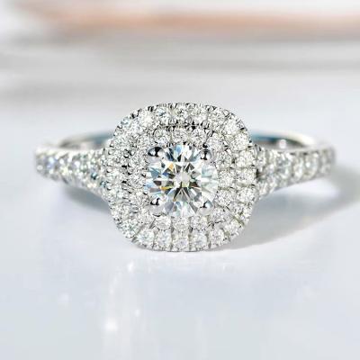 China Romantic Style 18K Gold Romantic Double-Layer Surrounding Moissanite Diamond Woman Ring Fashion Jewelry For Wedding/Engagement Ring for sale